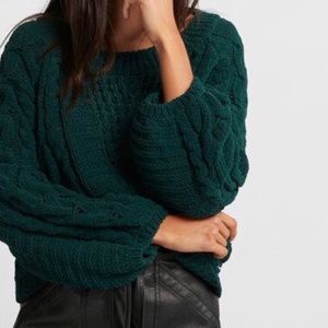 Express Chenille Boat Neck Balloon Sleeve Sweater